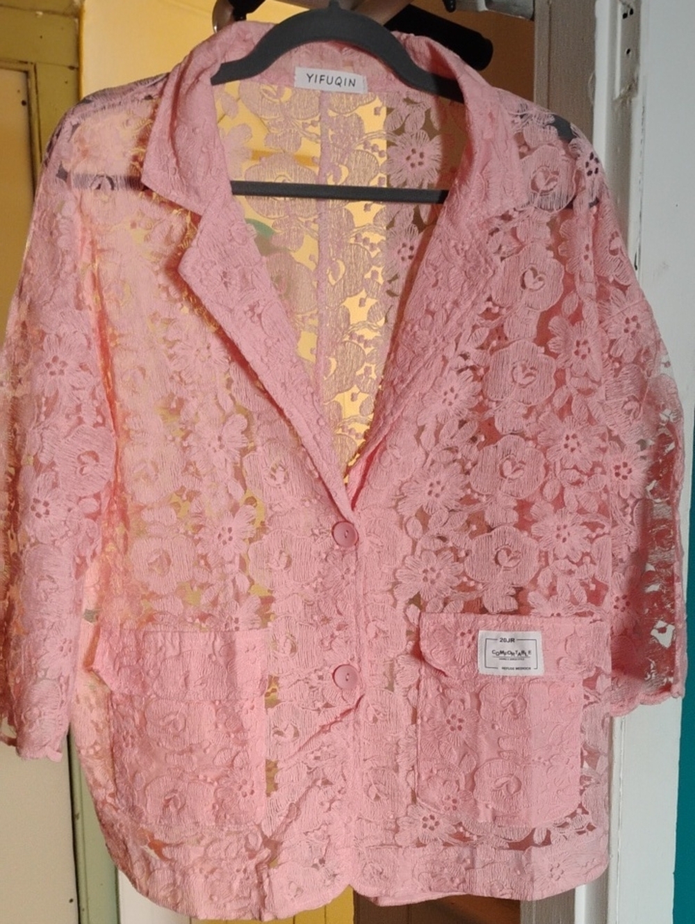 *nwot* women's size large pink floral lace blazer jacket